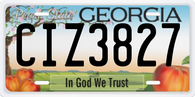GA license plate CIZ3827