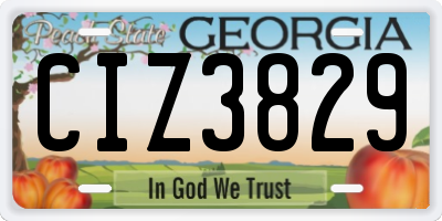 GA license plate CIZ3829