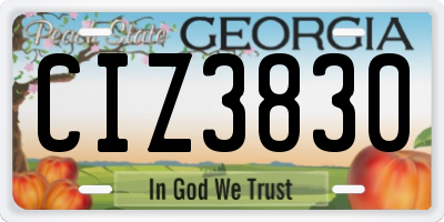 GA license plate CIZ3830