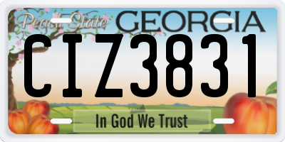 GA license plate CIZ3831