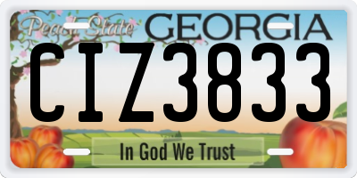 GA license plate CIZ3833