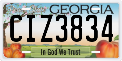 GA license plate CIZ3834