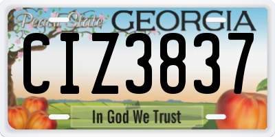 GA license plate CIZ3837
