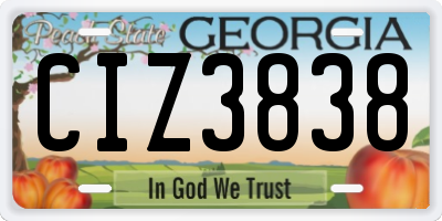 GA license plate CIZ3838