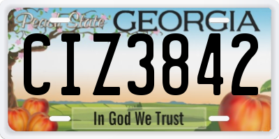 GA license plate CIZ3842