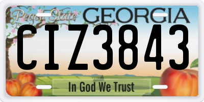 GA license plate CIZ3843