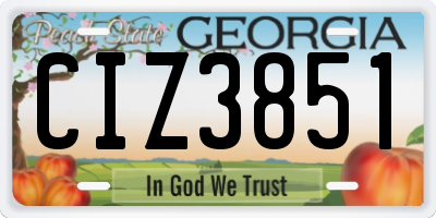 GA license plate CIZ3851