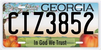 GA license plate CIZ3852
