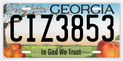 GA license plate CIZ3853