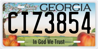GA license plate CIZ3854