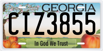 GA license plate CIZ3855