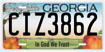 GA license plate CIZ3862