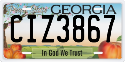 GA license plate CIZ3867