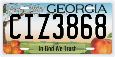 GA license plate CIZ3868