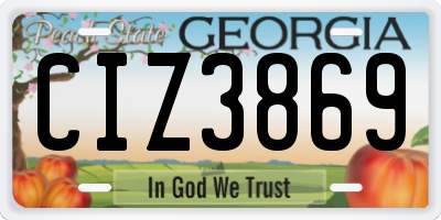 GA license plate CIZ3869