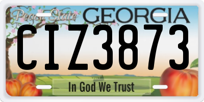 GA license plate CIZ3873