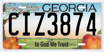 GA license plate CIZ3874