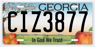 GA license plate CIZ3877