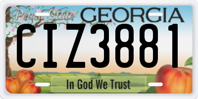 GA license plate CIZ3881