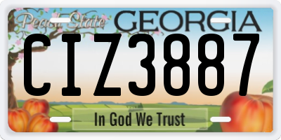 GA license plate CIZ3887