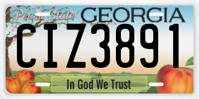GA license plate CIZ3891