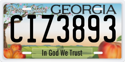 GA license plate CIZ3893