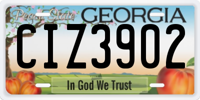 GA license plate CIZ3902