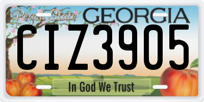 GA license plate CIZ3905