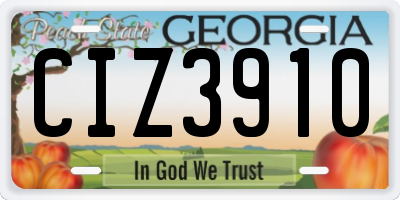 GA license plate CIZ3910