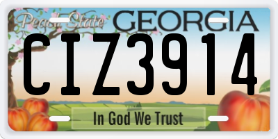 GA license plate CIZ3914