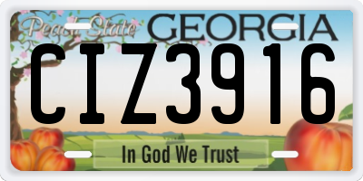 GA license plate CIZ3916