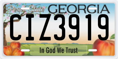 GA license plate CIZ3919