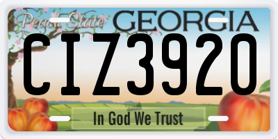 GA license plate CIZ3920