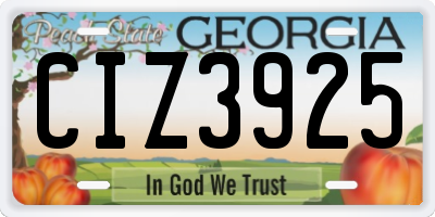 GA license plate CIZ3925