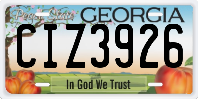 GA license plate CIZ3926