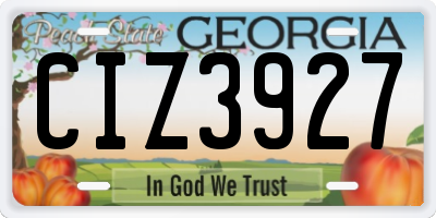 GA license plate CIZ3927