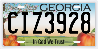 GA license plate CIZ3928