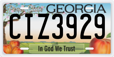GA license plate CIZ3929