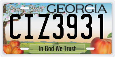 GA license plate CIZ3931