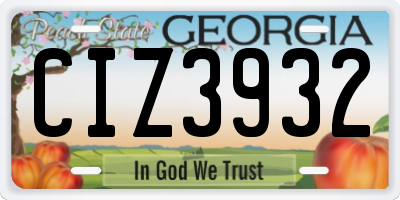 GA license plate CIZ3932