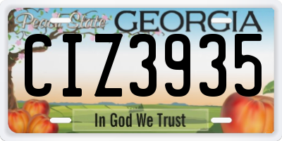 GA license plate CIZ3935