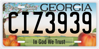 GA license plate CIZ3939