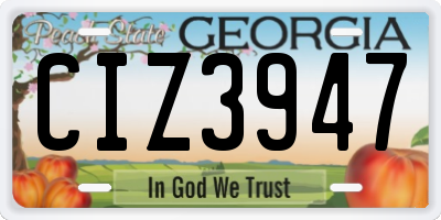 GA license plate CIZ3947