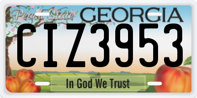 GA license plate CIZ3953
