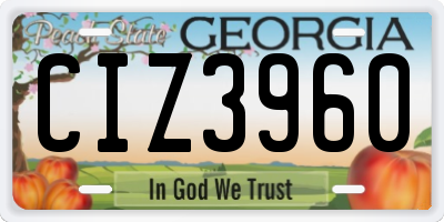 GA license plate CIZ3960
