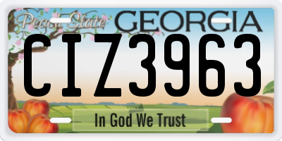 GA license plate CIZ3963