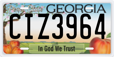GA license plate CIZ3964