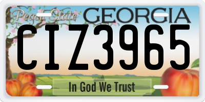 GA license plate CIZ3965