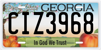 GA license plate CIZ3968