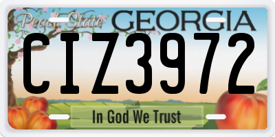 GA license plate CIZ3972